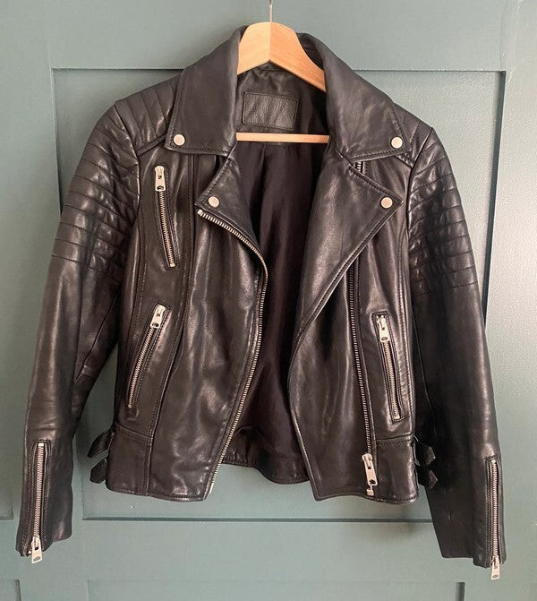 Men's Classic Black Leather Biker Jacket | Premium Genuine Leather Motorcycle Moto Jacket | Quilted Slim Fit Zip-Up Riding Jacket
