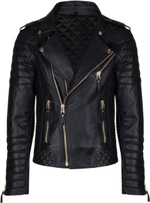 Women's Black Quilted Biker Leather Jacket | Slim Fit Moto Motorcycle Jacket | Premium Zip-Up Fashion Outerwear