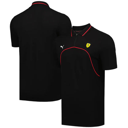 Scuderia Ferrari Race Polo Shirt by Puma | Men's Black Motorsport Performance Polo | Short Sleeve Formula Racing Team Shirt