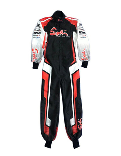 Sodi Kart Racing Suit 2022 | Professional FIA-Style Go-Kart Racing Overall | Black, White & Red Performance Driver Suit
