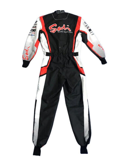 Sodi Kart Racing Suit 2022 | Professional FIA-Style Go-Kart Racing Overall | Black, White & Red Performance Driver Suit