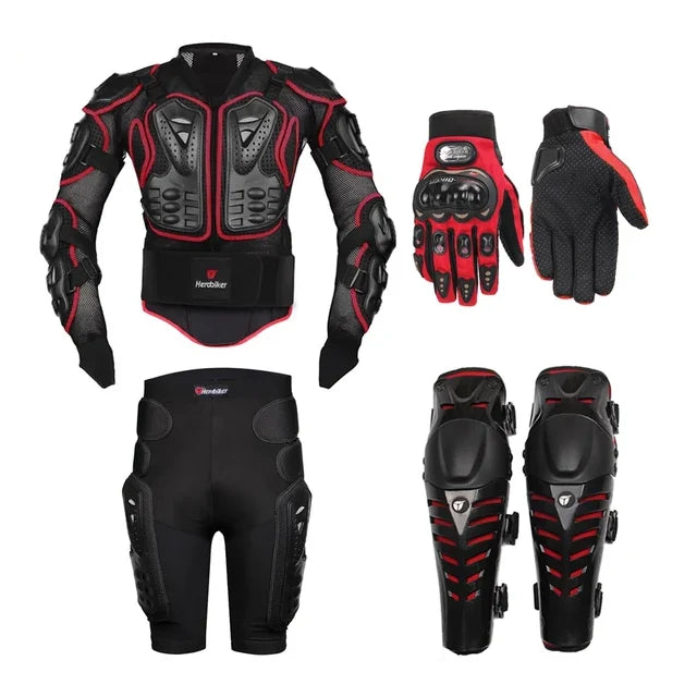 4-Piece Motorcycle Protective Gear Set - Body Armor Jacket