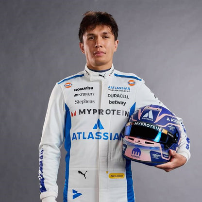 Alex Albon 2025 Williams Racing F1 Race Suit | White & Blue Formula 1 Driver Racing Overall