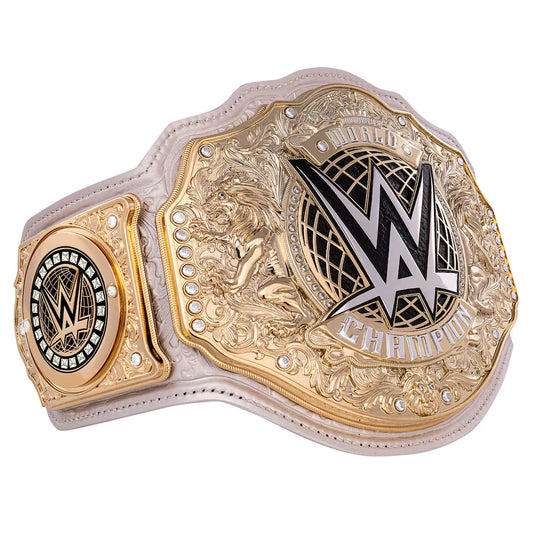 WWE Women's World Championship Replica Title Belt – White Strap Gold Finish Adult Wrestling Collectible